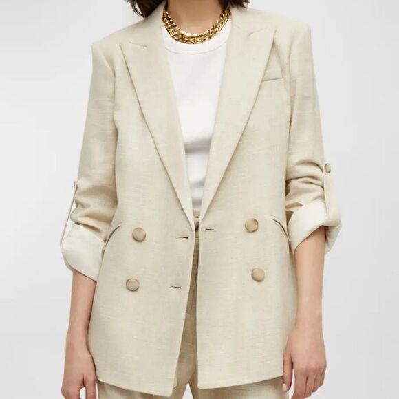 Veronica Beard Parineti Metallic Linen Dickey Blazer - Picture 1 of 11